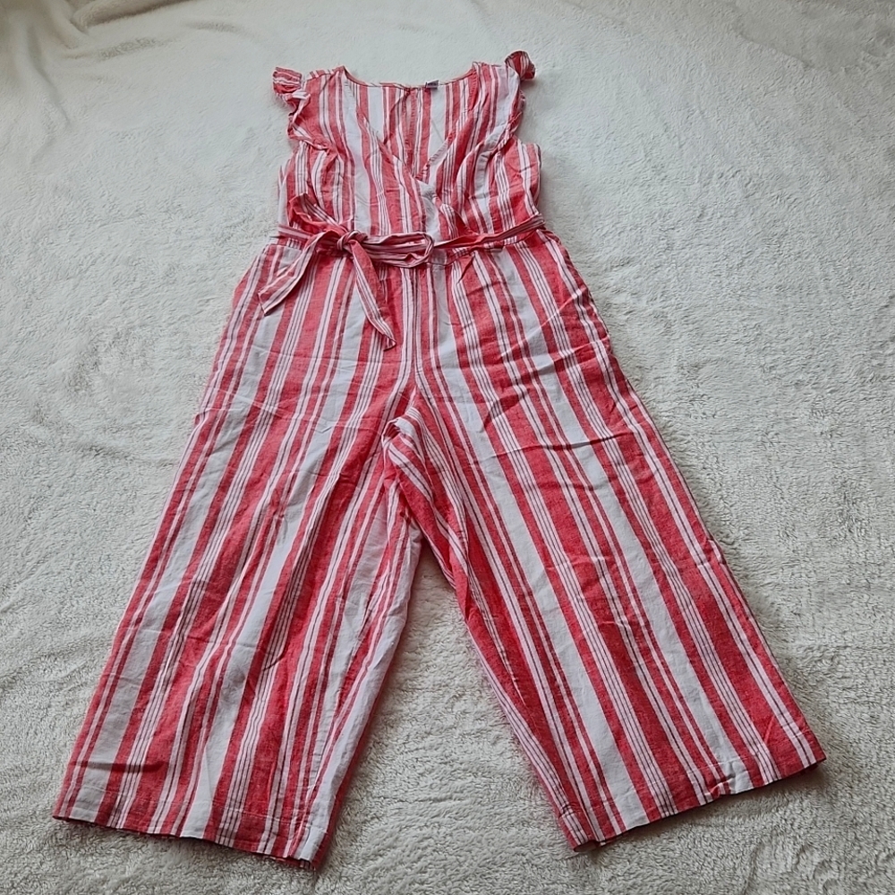 Old Navy Red and White Striped Jumpsuit